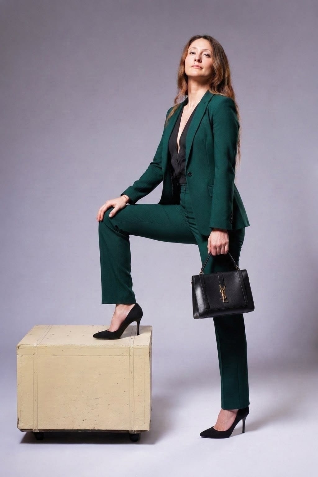 Ainara Arriola con traje verde